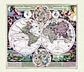Historische WELTKARTE um 1710 von Johann B. Homann (gerollt): Kartuscheninschrift der World Map: Planiglobii Terrestris Cum Utroque Hemisphaerio Caelesti Generalis Exhibitio | Weltkarten Vol. 5