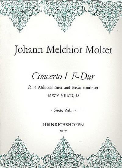 Concerto  F-Dur Nr.1 MWVVIII/17,18 für4 Altblockflöten und bc