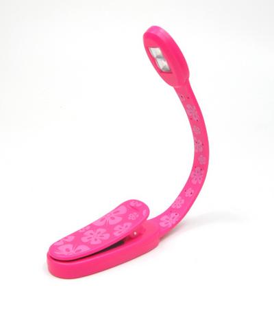 Flexilight Xtra Pink Flowers - Leselampe Buchleuchte: Mit 2 LEDs und extralangem Hals