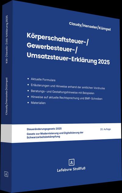 Körperschaftsteuer-, Gewerbesteuer-, Umsatzsteuer-Erklärung 2025