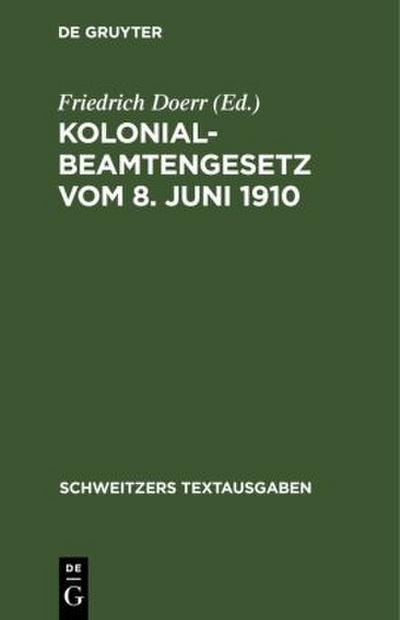Kolonialbeamtengesetz vom 8. Juni 1910