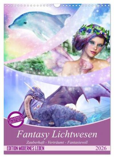 Fantasy Lichtwesen (Wandkalender 2026 DIN A3 hoch), CALVENDO Monatskalender