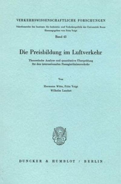 Die Preisbildung im Luftverkehr.