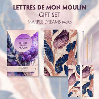 Lettres de mon Moulin (with audio-online) Readable Classics Geschenkset + Marmorträume Schreibset Basics, m. 1 Beilage, m. 1 Buch