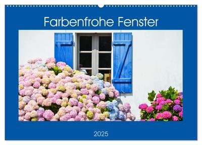 Farbenfrohe Fenster (Wandkalender 2025 DIN A2 quer), CALVENDO Monatskalender