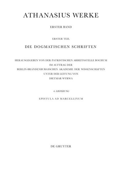 Werke, Lfg 6, Epistula ad Marcellinum