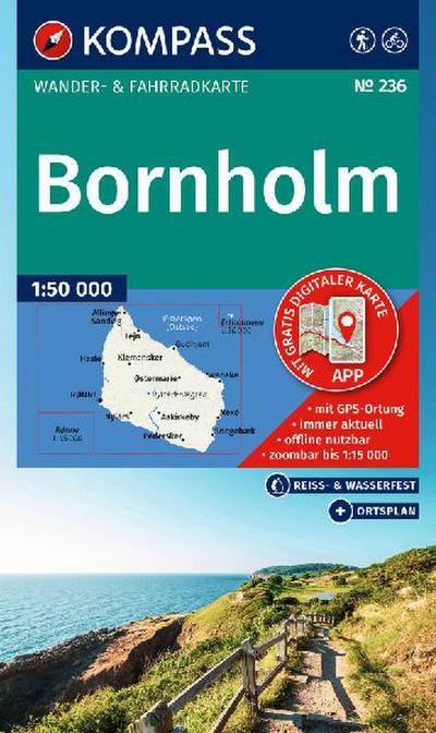 KOMPASS Wanderkarte 236 Bornholm 1:50.000