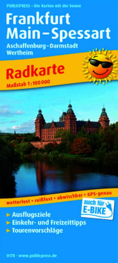 Publicpress Radkarte Frankfurt, Main, Spessart, Aschaffenburg, Darmstadt, Wertheim 1:100.000