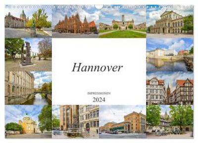 Hannover Stadtansichten (Wandkalender 2024 DIN A3 quer), CALVENDO Monatskalender