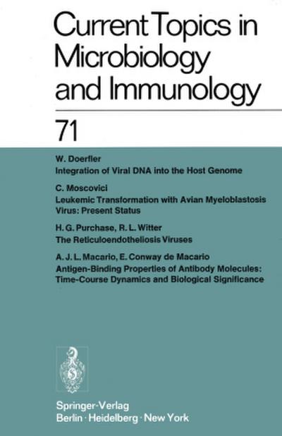 Current Topics in Microbiology and Immunology / Ergebnisse der Mikrobiologie und Immunitätsforschung