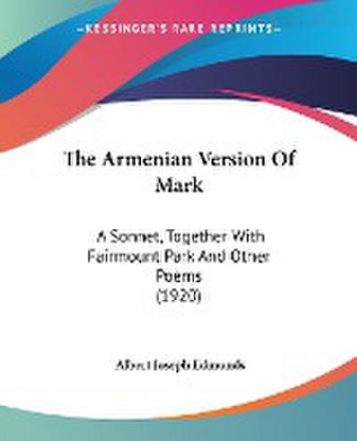 The Armenian Version Of Mark