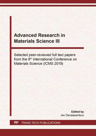 Advanced Research in Materials Science III