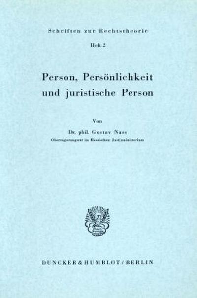Person, Persönlichkeit und juristische Person.