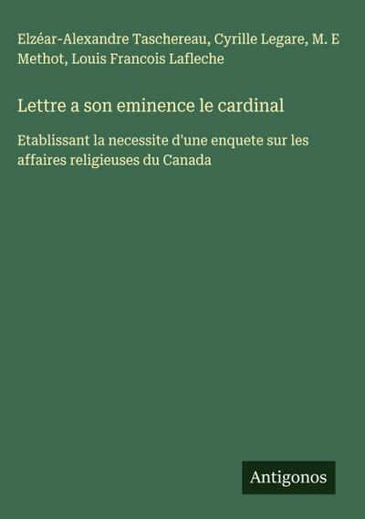 Lettre a son eminence le cardinal