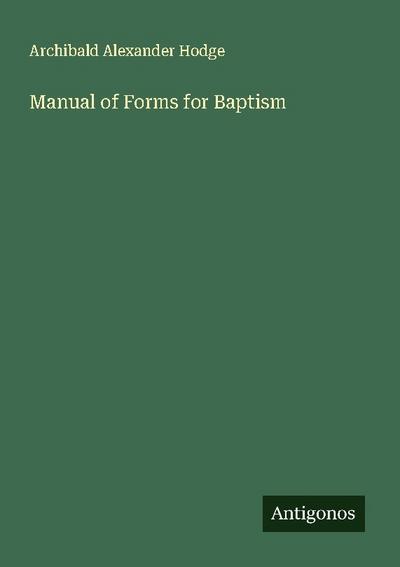 Manual of Forms for Baptism