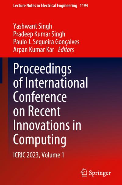 Proceedings of International Conference on Recent Innovations in Computing