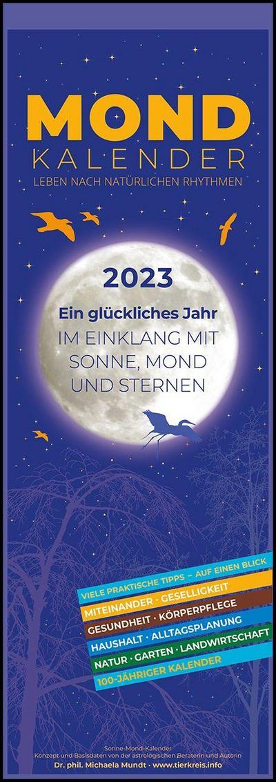 Mondkalender 2023 - Streifen-Kalender 15x42 cm