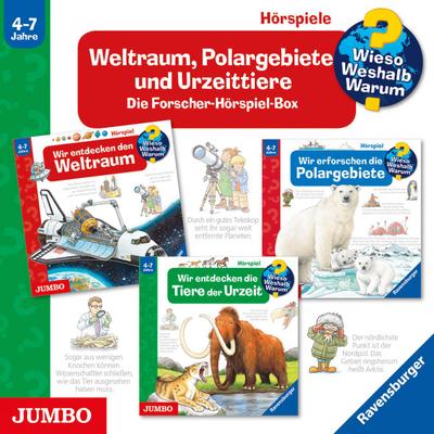 Weltraum, Polargebiete und Urzeittiere - Die Forscher-Hörspiel-Box, 3 Audio-CDs