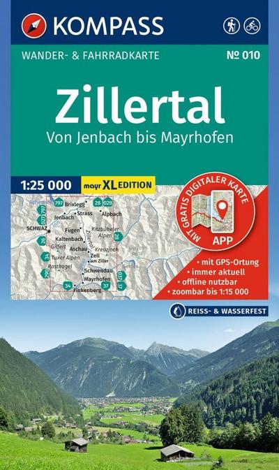 KOMPASS Wanderkarte 010 Zillertal - Von Jenbach bis Mayrhofen 1:25.000