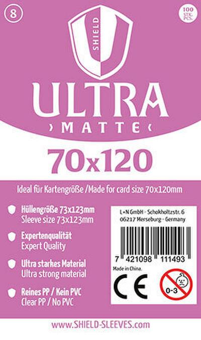 Shield Ultra Matte 8 - 100 Super Sleeves für Kartengröße 70