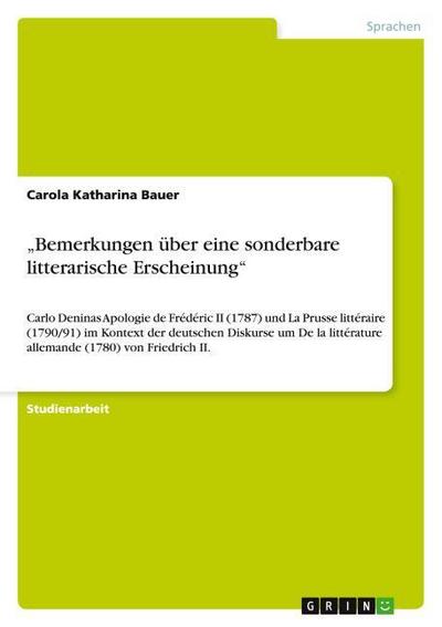 "Bemerkungen über eine sonderbare litterarische Erscheinung"