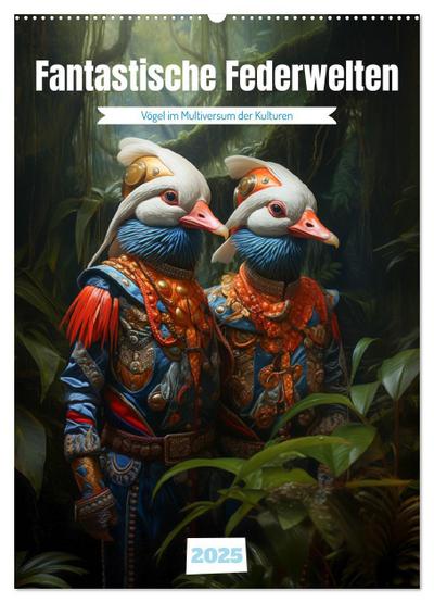 Fantastische Federwelten (Wandkalender 2025 DIN A2 hoch), CALVENDO Monatskalender