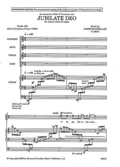 Jubilate Deo: gemischter Chor (SATB) und Orgel. Chorpartitur.