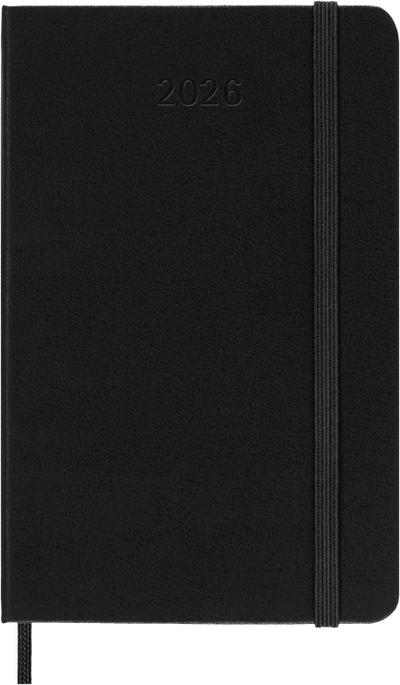 Moleskine 12 Monate Wochenkalender 2026, Pocket/A6, 1 Wo = 2 Seiten, horizontal, fester Einband, Schwarz