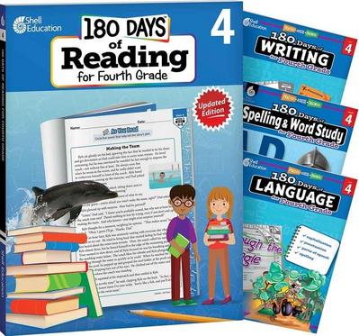 180 Days(tm) Reading 2nd Ed, Writing, Spelling, & Language Grade 4: 4-Book Set