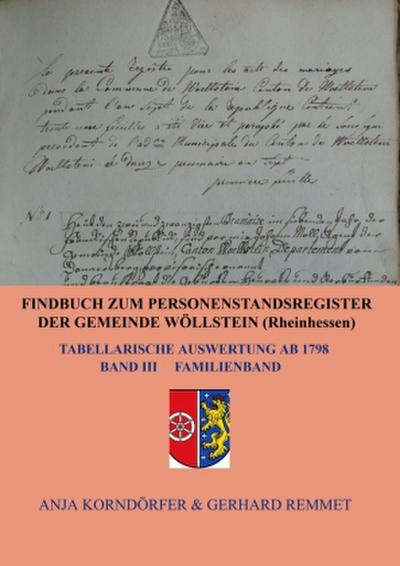 Findbuch zum Personenstandsregister der Gemeinde Wöllstein/ Rheinhessen