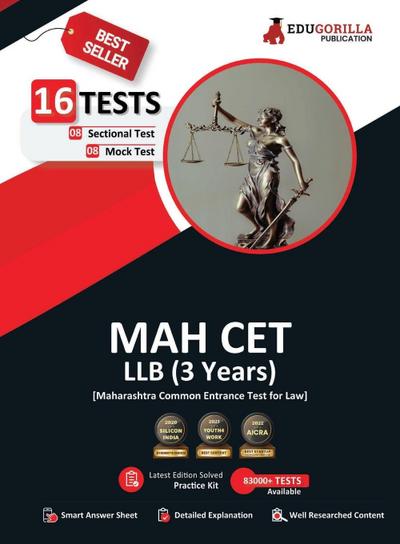 MAH CET LLB 3 Years Exam Prep Book 2025 - 8 Full Length Mock Tests and 8 Sectional Tests (1500 Solved Objective Questions) with Free Access to Online Tests
