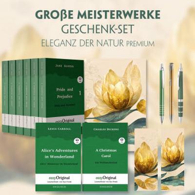 Große Meisterwerke Geschenkset - 8 Bücher (Hardcover+ Audio-Online) + Eleganz der Natur Schreibset Premium, m. 8 Beilage, m. 8 Buch
