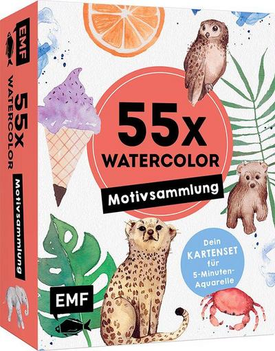 55 x Watercolor - Motiv-Sammlung: Kartenset für 5-Minuten-Aquarelle