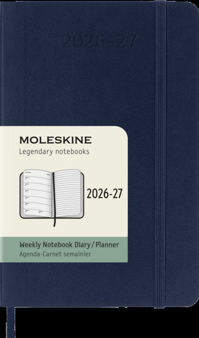 Moleskine 18 Monate Wochen Notizkalender 2026/2027, Pocket/A6, 1 Wo = 1 Seite, rechts linierte Seite, Weicher Einband, Saphir