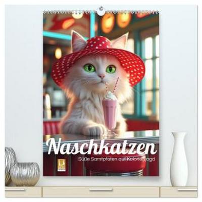 Naschkatzen - Süße Samtpfoten auf Kalorienjagd (hochwertiger Premium Wandkalender 2027 DIN A2 hoch), Kunstdruck in Hochglanz