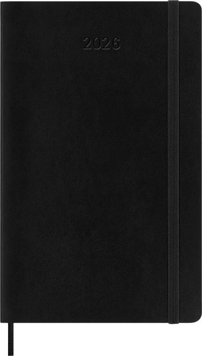 Moleskine 12 Monate Wochen Notizkalender 2026, Large/A5, 1 Wo = 1 Seite, rechts linierte Seite, Weicher Einband, Schwarz