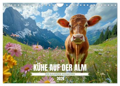 KÜHE AUF DER ALM - Der Kalender aus Bayern (Wandkalender 2026 DIN A4 quer), CALVENDO Monatskalender