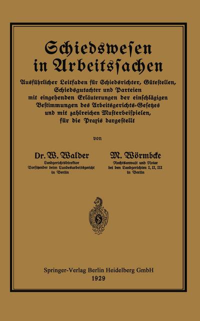 Schiedswesen in Arbeitssachen