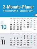 3-Monatsplaner grau 2014: 14-Monats-Kalender (ab September 2013) mit Datumsschieber