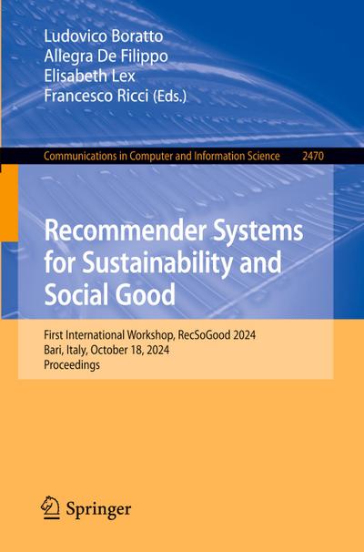 Recommender Systems for Sustainability and Social Good