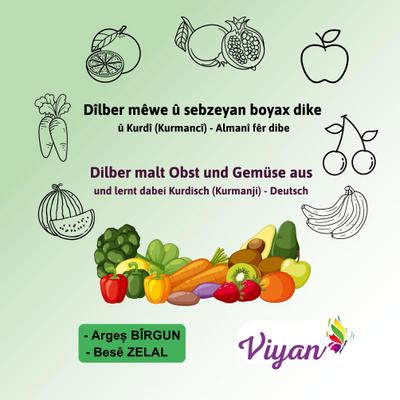 Dîlber mêwe û sebzeyan boyax dike  û Kurdî (Kurmancî) - Almanî fêr dibe
