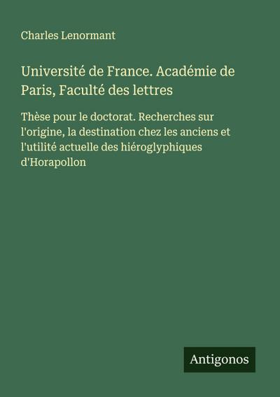 Université de France. Académie de Paris, Faculté des lettres