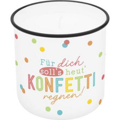 Lieblingskerze in Emailleoptik Motiv "Für dich soll es Konfetti regnen!"