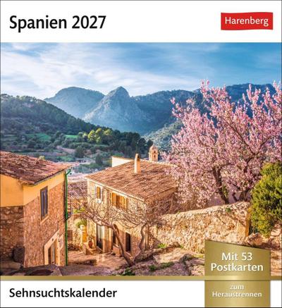Spanien Sehnsuchtskalender 2027 - Wochenkalender mit 53 Postkarten