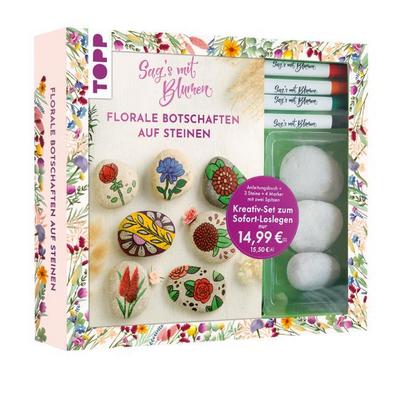 Kreativ-Set: Sag’s mit Blumen - Florale Botschaften auf Steinen. Mit Anleitungsbuch und Material