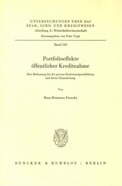 Portfolioeffekte öffentlicher Kreditnahme.