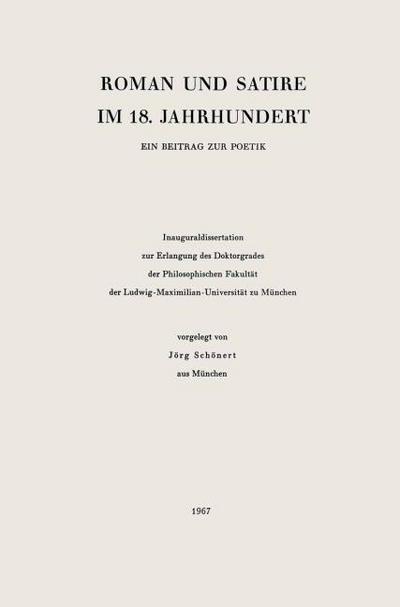 Roman und Satire im 18.Jahrhundert