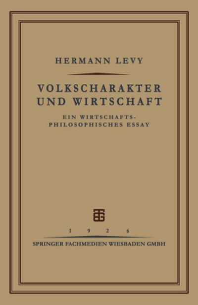 Volkscharakter und Wirtschaft