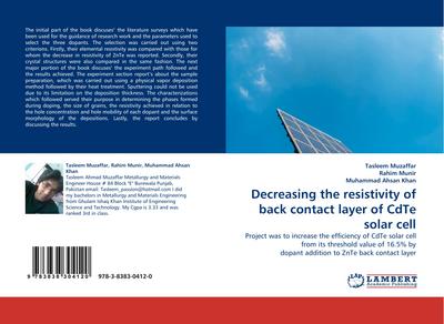 Decreasing the resistivity of back contact layer of CdTe solar cell