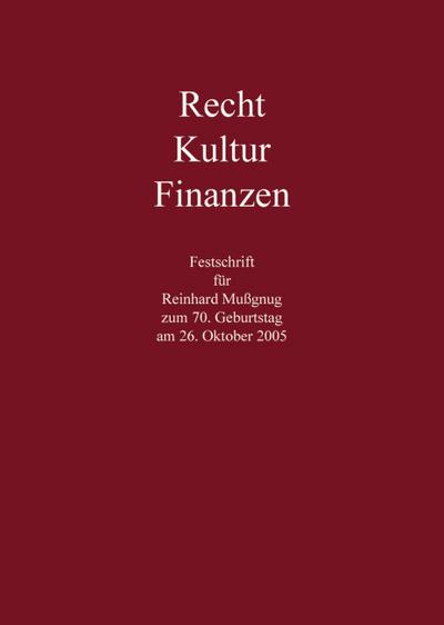 Recht - Kultur - Finanzen